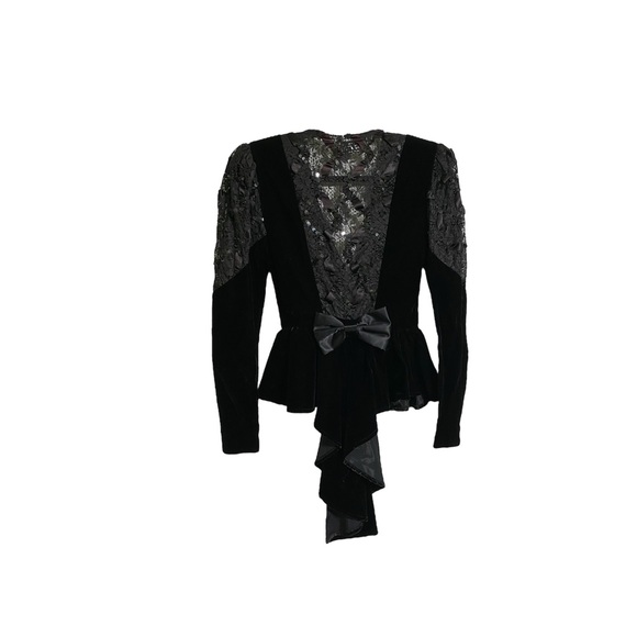 ULTRA RARE Black Velvet Blazer with Lace Details - Picture 4 of 5